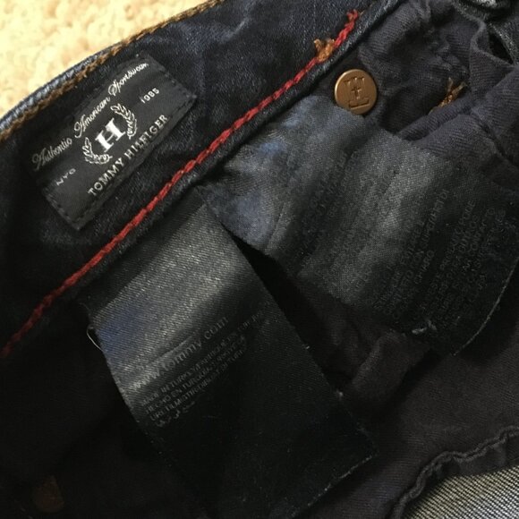 Tommy Hilfiger Organic Cotton Dark Navy Blue Denim Rome Straight Fit Jeans - Picture 10 of 16